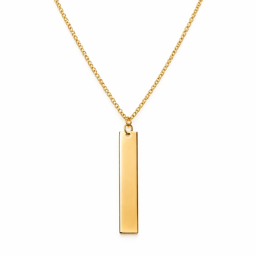 Solid 14k Gold Rectangle Pendant - Picture 1 of 3